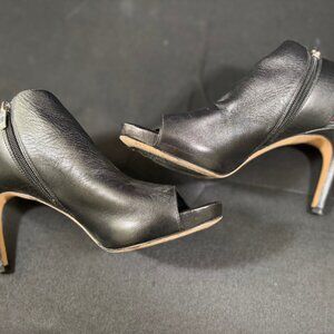 Via Spiga Open Toe Platform Heel Womens 9 Black Leather Pump Nariah High